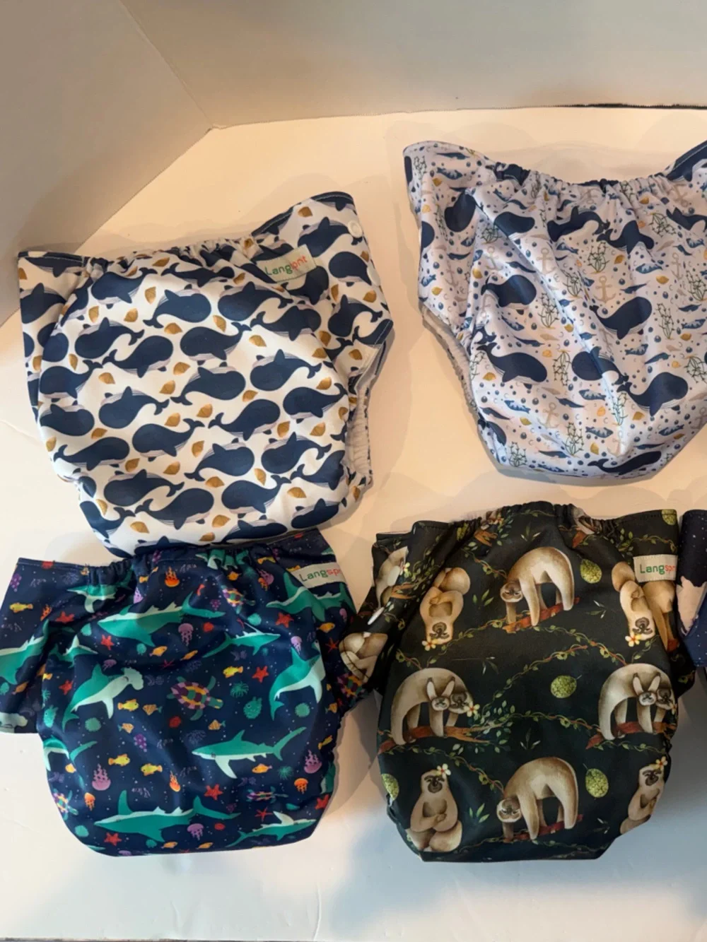 Langsprit 6 Pk Adjustable Cloth Diaper Covers Reusable Pocket Diapers Animal Mix